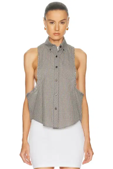 Versace Sleeveless Button Up Top | Thumbnail 1 Versace Sleeveless Button Up Top | Thumbnail 1