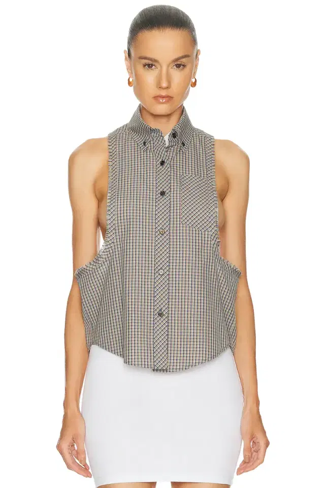VERSACE Sleeveless Button Up Top