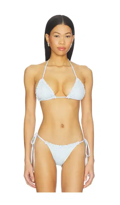 Frankies Bikinis Nick Seersucker Ruffle Top | Thumbnail 1 Frankies Bikinis Nick Seersucker Ruffle Top | Thumbnail 1