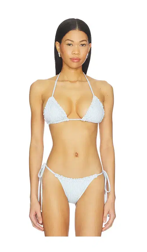 Frankies Bikinis Nick Seersucker Ruffle Top