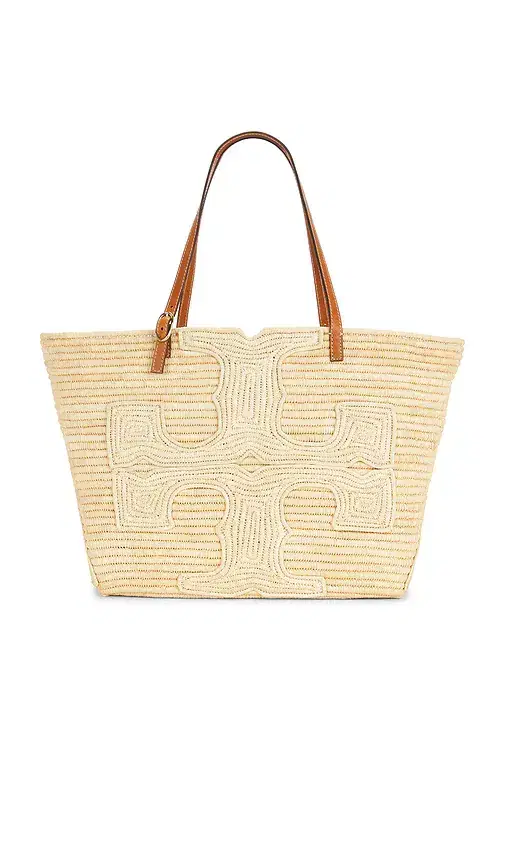 Tory Burch Ella Structured Straw Large Tote
