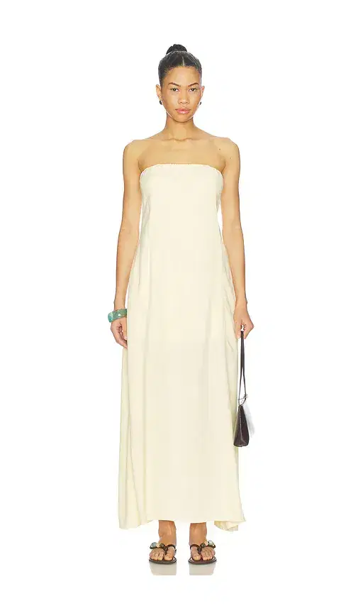 A Line Strapless Midi Dress