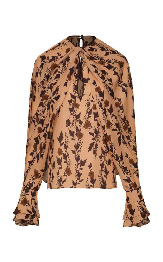 Johanna Ortiz Untamed Bloom Draped Silk Top