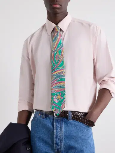 Drake's 7cm Nouveau Leaves Printed Silk-Shantung Tie - Men | Thumbnail 3 Drake's 7cm Nouveau Leaves Printed Silk-Shantung Tie - Men | Thumbnail 3