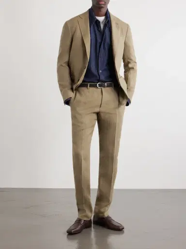 Canali Straight-Leg Linen Suit Trousers - Men | Thumbnail 2
