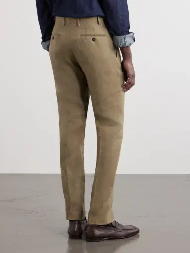 Canali Straight-Leg Linen Suit Trousers - Men | Thumbnail 4