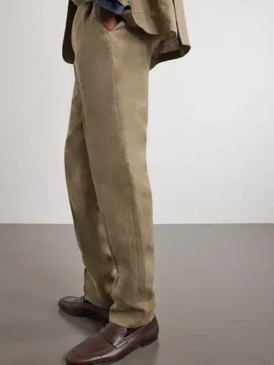 Canali Straight-Leg Linen Suit Trousers - Men | Thumbnail 5