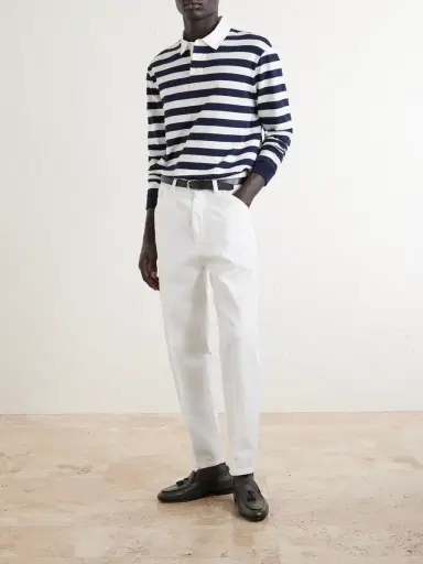 dunhill Striped Cotton and Cashmere Polo Shirt - Men | Thumbnail 2 dunhill Striped Cotton and Cashmere Polo Shirt - Men | Thumbnail 2