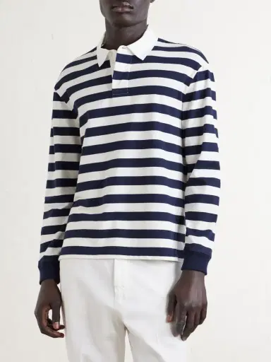 dunhill Striped Cotton and Cashmere Polo Shirt - Men | Thumbnail 3 dunhill Striped Cotton and Cashmere Polo Shirt - Men | Thumbnail 3