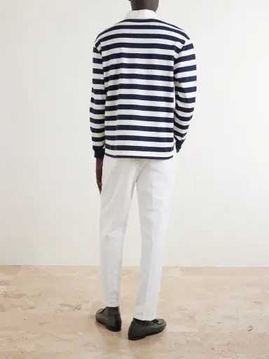 dunhill Striped Cotton and Cashmere Polo Shirt - Men | Thumbnail 4 dunhill Striped Cotton and Cashmere Polo Shirt - Men | Thumbnail 4