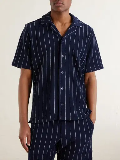 Orlebar Brown Hawkin Stripe Towelling Cotton Shirt - Men | Thumbnail 3 Orlebar Brown Hawkin Stripe Towelling Cotton Shirt - Men | Thumbnail 3