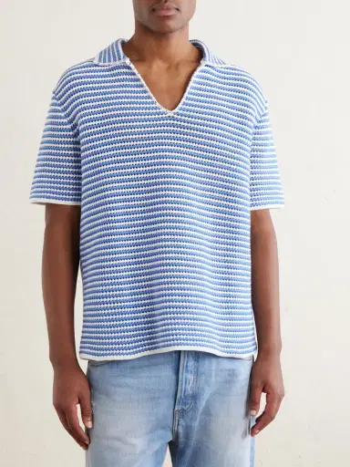 Orlebar Brown Batten Striped Open-Knit Cotton Polo Shirt - Men | Thumbnail 3 Orlebar Brown Batten Striped Open-Knit Cotton Polo Shirt - Men | Thumbnail 3