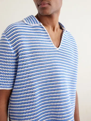 Orlebar Brown Batten Striped Open-Knit Cotton Polo Shirt - Men | Thumbnail 5 Orlebar Brown Batten Striped Open-Knit Cotton Polo Shirt - Men | Thumbnail 5