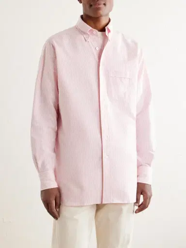 Drake's Button-Down Collar Striped Cotton Shirt - Men | Thumbnail 3