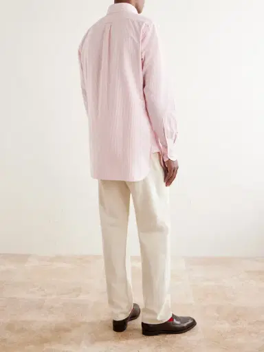 Drake's Button-Down Collar Striped Cotton Shirt - Men | Thumbnail 4