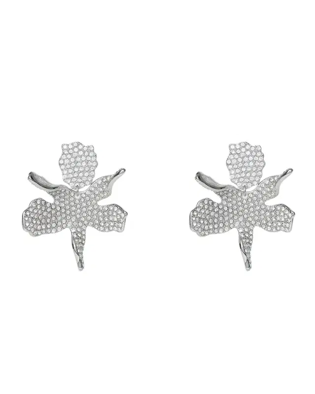Crystal Lily Statement Earrings