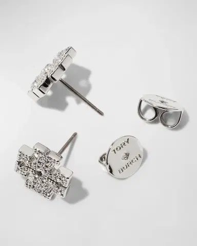 Tory Burch Icon Pavé Stud Earrings | Thumbnail 3