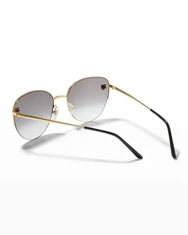 Cartier Panthere Semi-Rimless Metal Cat-Eye Sunglasses | Thumbnail 2