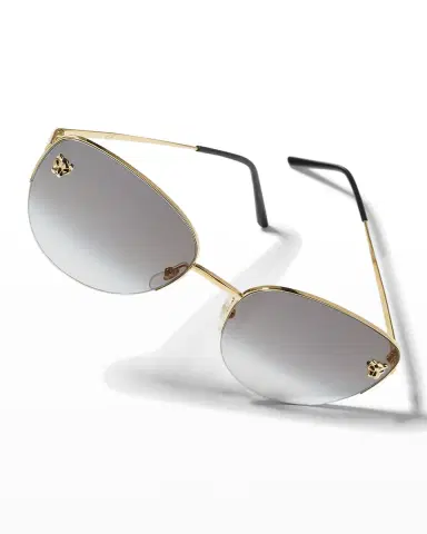 Cartier Panthere Semi-Rimless Metal Cat-Eye Sunglasses | Thumbnail 5