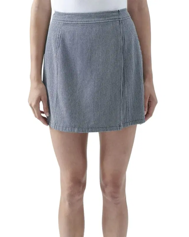 Short Railroad Stripe Cotton Mini Skirt