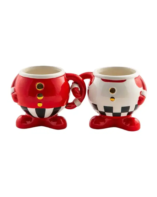 MacKenzie-Childs Peppermint Mugs, Set of 2