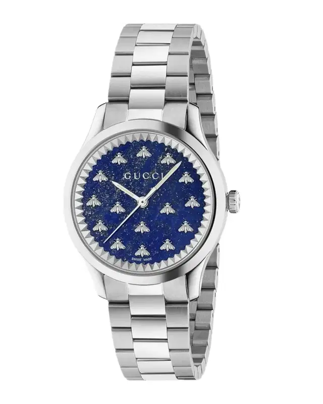 Gucci Signature Bee Automatic Bracelet Watch with Blue Lapis Dial