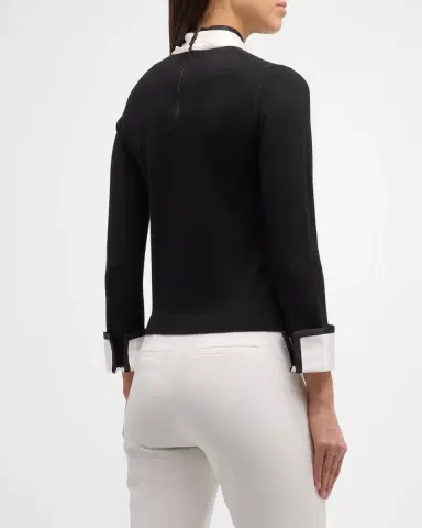 ALICE + OLIVIA Justina Combo Tie-Neck Pullover | Thumbnail 6 ALICE + OLIVIA Justina Combo Tie-Neck Pullover | Thumbnail 6