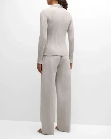 Vince Ribbed Long-Sleeve Button-Front Polo Shirt | Thumbnail 6