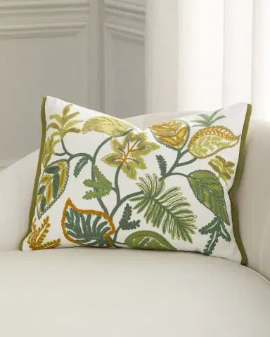 Designers Guild Foglia Embroidered Decorative Pillow, 18" x 24" | Thumbnail 1 Designers Guild Foglia Embroidered Decorative Pillow, 18" x 24" | Thumbnail 1