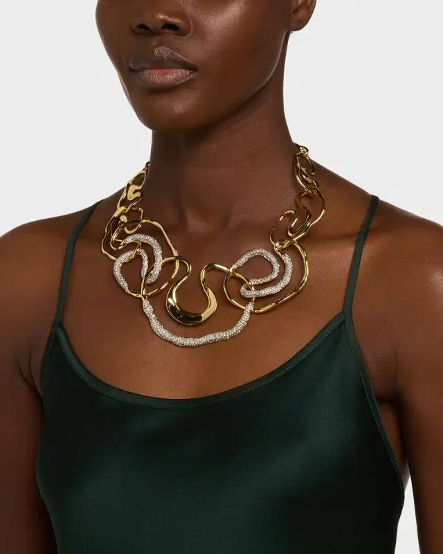Solanes Gold Crystal Intertwined Necklace