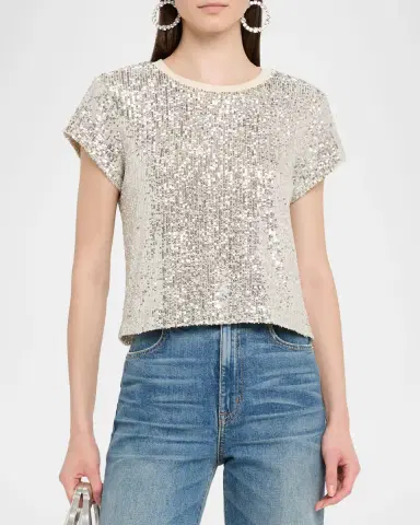 Generation Love Kai Sequined Short-Sleeve Top | Thumbnail 3