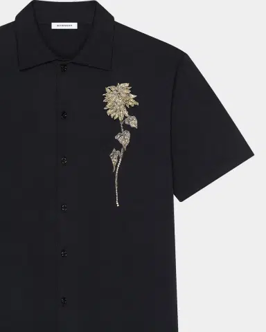 Givenchy Men's Embellished-Floral Knit Short-Sleeve Shirt | Thumbnail 3
