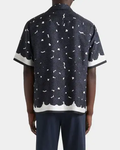 Givenchy Men's Roses Boxy-Fit Silk Bowling Shirt | Thumbnail 3 Givenchy Men's Roses Boxy-Fit Silk Bowling Shirt | Thumbnail 3
