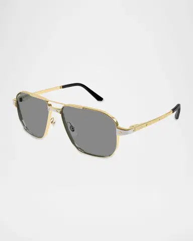 Cartier Men's CT0424S-006 Double-Bridge Metal Aviator Sunglasses | Thumbnail 3 Cartier Men's CT0424S-006 Double-Bridge Metal Aviator Sunglasses | Thumbnail 3