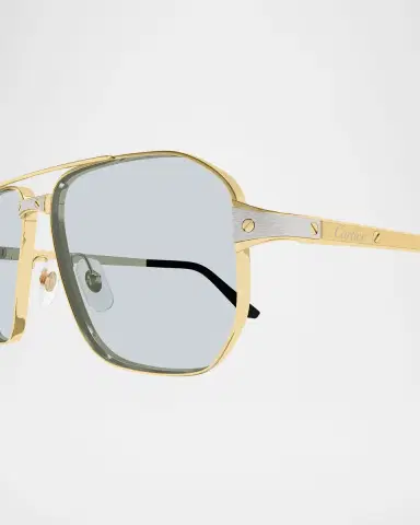 Cartier Men's CT0424S-006 Double-Bridge Metal Aviator Sunglasses | Thumbnail 4 Cartier Men's CT0424S-006 Double-Bridge Metal Aviator Sunglasses | Thumbnail 4