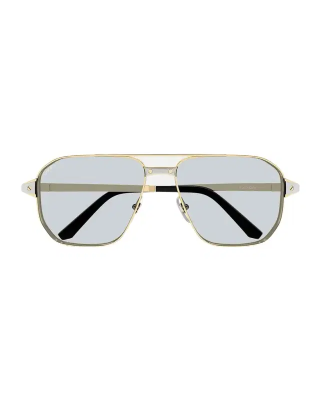Cartier Men 's CT0424S-006 Double-Bridge Metal Aviator Sunglasses