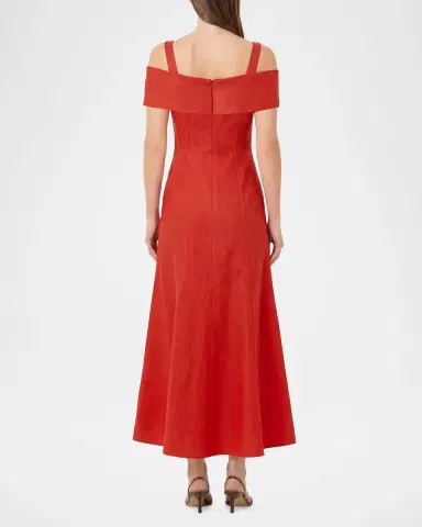 NICHOLAS Ivana Cold-Shoulder Sweetheart Midi Dress | Thumbnail 3