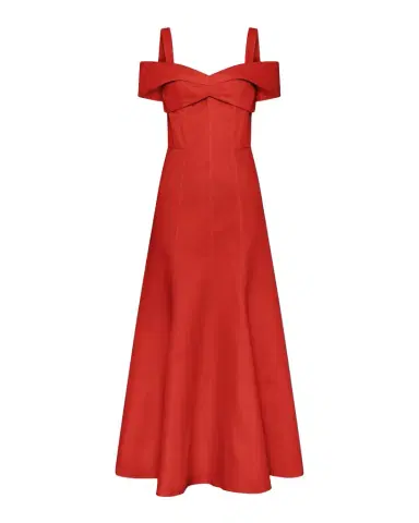 NICHOLAS Ivana Cold-Shoulder Sweetheart Midi Dress | Thumbnail 1