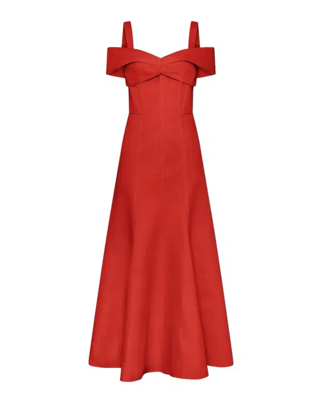 NICHOLAS Ivana Cold-Shoulder Sweetheart Midi Dress