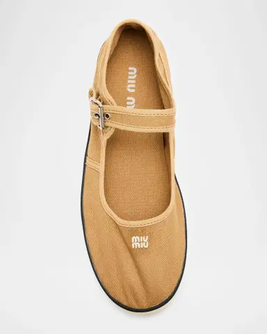 Miu Miu Canvas Mary Jane Ballerina Flats | Thumbnail 6 Miu Miu Canvas Mary Jane Ballerina Flats | Thumbnail 6