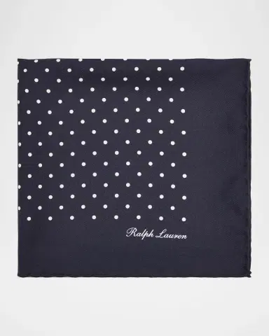 Ralph Lauren Purple Label Men 's Polka Dot Silk Pocket Square | Thumbnail 2