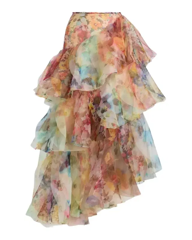 Luna Fanned Ruffled Maxi Skirt