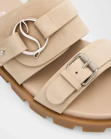 Christian Louboutin Her in Roma Suede Lug-Sole Slide Sandals | Thumbnail 2