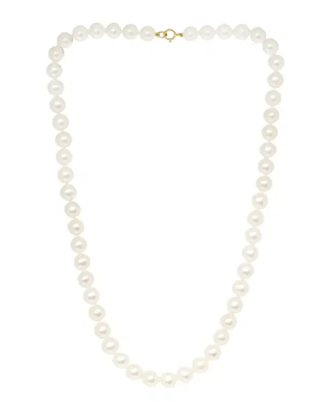 18K Yellow Gold Freshwater Pearl Strand Necklace, 18"L