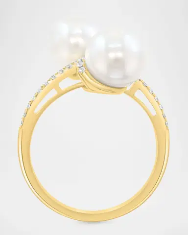 Neiman Marcus 18K Yellow Gold Diamond and Pearl Bypass Ring | Thumbnail 4 Neiman Marcus 18K Yellow Gold Diamond and Pearl Bypass Ring | Thumbnail 4