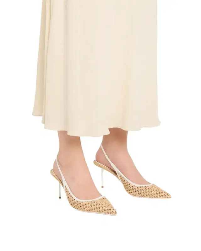 70mm Lidia Woven Raffia Slingback Pumps