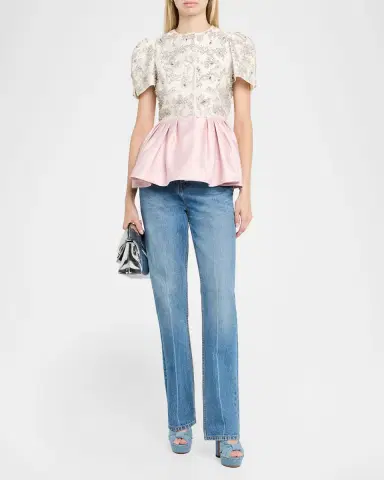 Dice Kayek Embellished Silk Peplum Top | Thumbnail 2