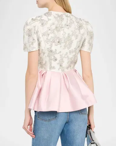 Dice Kayek Embellished Silk Peplum Top | Thumbnail 3