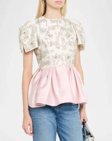 Dice Kayek Embellished Silk Peplum Top | Thumbnail 4