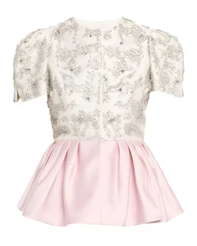 Dice Kayek Embellished Silk Peplum Top | Thumbnail 1